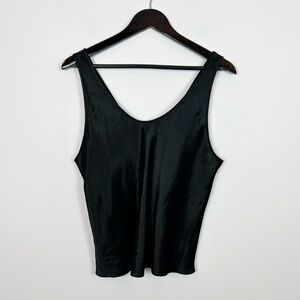 Linda Vintage Black Silky Camisole Women's Size Large 100% Polyester